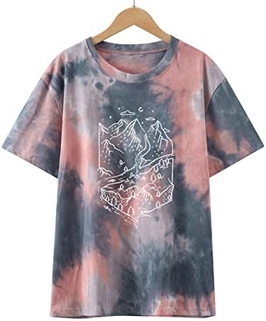 Summer outono top lady manga curta 2023 roupas regulares fit fitneck de algodão thae de tinta graphic tye blusa camiseta