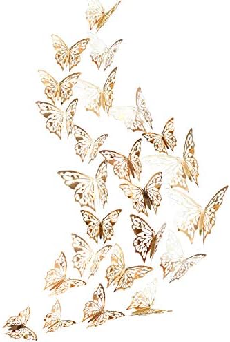 3D Champagne Gold Butterfly Wall decal