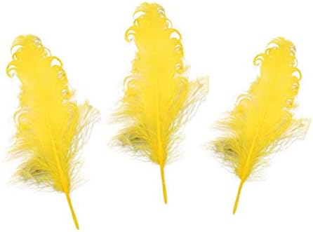 VideOPUP 20pcs amarelo penas de ponta enrolada 12-17 cm de penas naturais para festas de decoração de roupas artesanais DIY