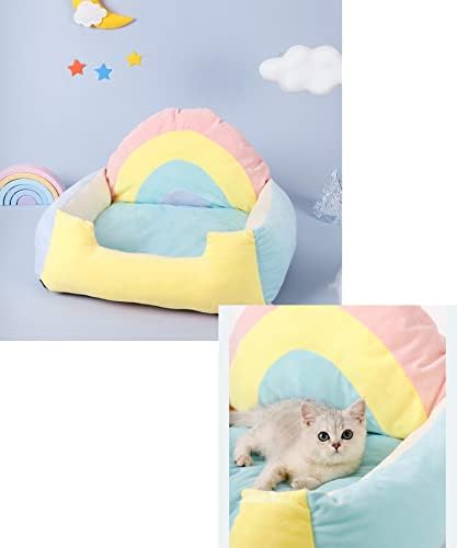 Aquecimento de gato de auto -aquecimento - casa de arco -íris colorida - casas de almofada para cães para cã
