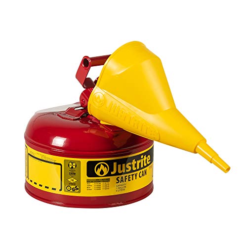 Justite 2,5 galão Tipo 1 Segurança com o óleo com funil, chave de chama, aço, verde, 7125410