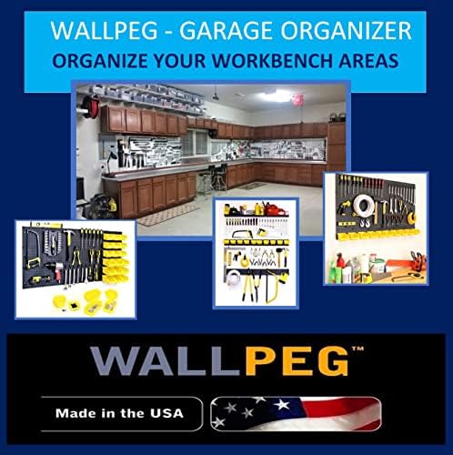 Wallpeg Pegboard Bins Garage Organization - Gancho de kit de bancada de peças para painéis de placa PEG BENDBELHET E Organizador