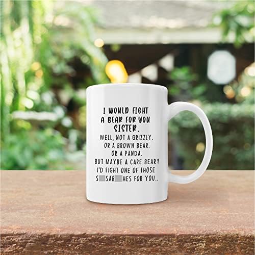 Gichugi eu lutaria com um urso para você irmã cerâmica caneca-11 onças melhor irmã de café com leite de café copo de caneca,