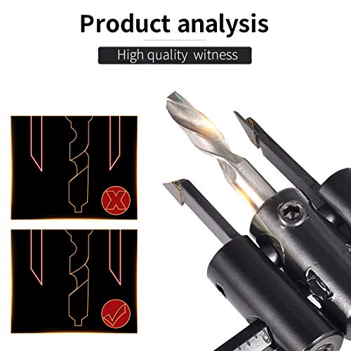 Hohxen Bunhor de caça de orifício de círculo ajustável Bit de madeira, ajuste de 1 polegada a 5 polegadas, ferramentas de