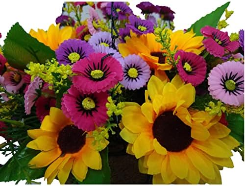 Cadeia de decoração de casa e ao ar livre Flores de cesto de cesta de flores de girassóis Flores de seda artificial da margarida