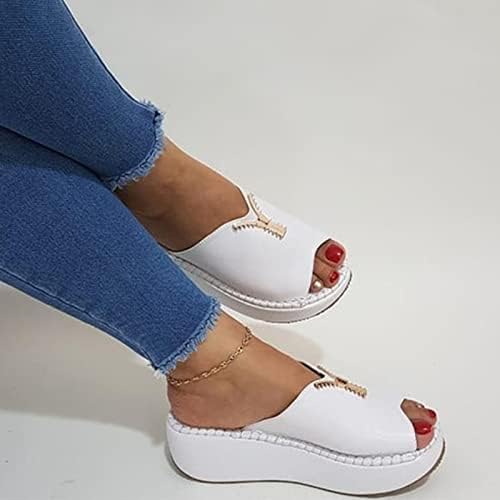 Slippers Slides for Women Wedges Sapatos Sandálias femininas Comfort com tira de tornozelo elástico Casual Sapatos de praia