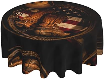 FFEXS Bandeira americana com botas de cowboy redonda toalha de mesa de 60 polegadas, toalha de mesa resistente a óleo,