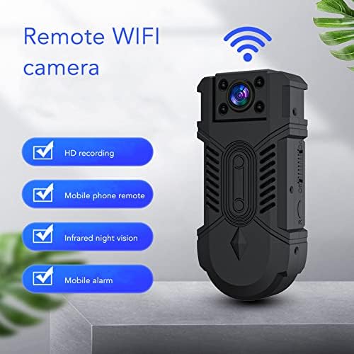 QSTNXB Câmera de corpo pequena, 1080p Full HD Wireless Wi -Fi Body Camera, Visão noturna inteligente 180 graus Mini Video Video Recorder, para tiro de mochila interior externa