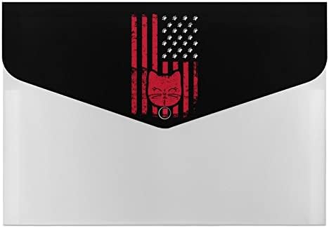 American Cat Pawprint Flag Sinalizável Pastas de Arquivo de Acordeão Expansor Pastas de Document portátil Organizador do envelope