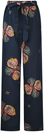Calça de linho feminino ioga praia impressão simples casual de tamanho grande calça elástica cintura prateada calça