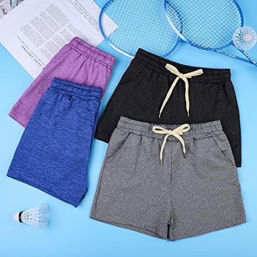 Poroka 6 pacote meninas de ajuste seco shorts ativos performance shorts esportivos curtos de verão com bolso de cordão para