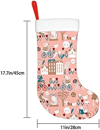 Meias de Christmas Aunstern Camper Cartoon Mouse Ciclismo de lareira de dupla face rosa pendurado meias penduradas