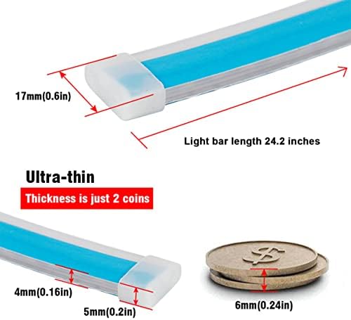 Luz do tubo do farol de LED, luz do tubo de 24 polegadas DRL diurna, leve, lâmpada de sinal de giro sequencial à prova d'água,