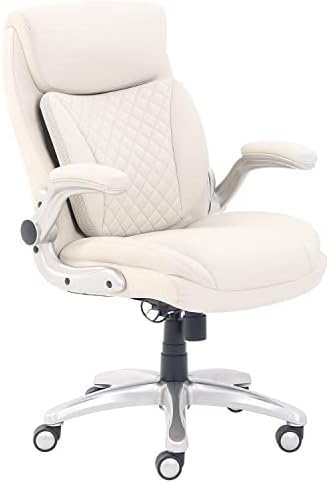 AmazoCommercial Ergonomic Executive Office Desk Chair com braços flip-up e altura ajustável, suporte de inclinação e lombar, couro