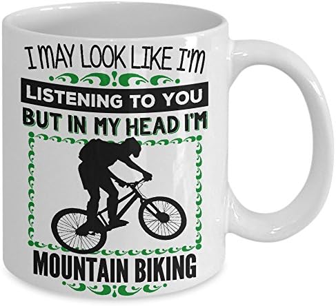 Picksplace Mountain Biker Coffee Caneca - Na minha cabeça, estou mountain bike! - MTN Bike Gift Coffee Cup