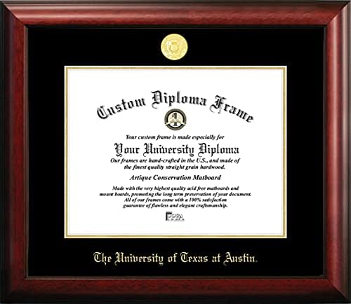 Imagens do campus TX959Ged University of Texas, Austin em relevo Diploma Frame, 11 x 14, ouro