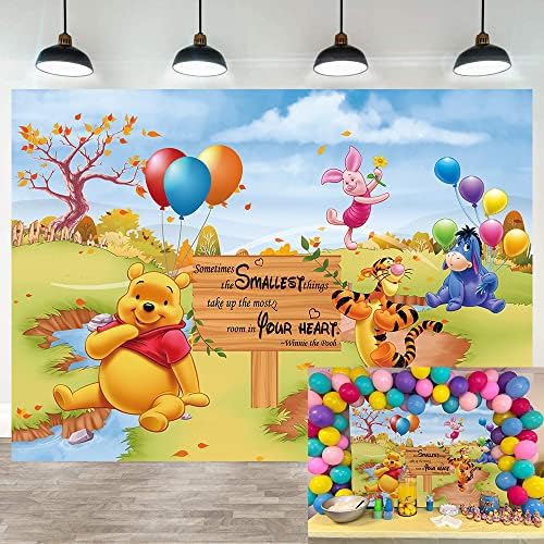 Cartoon Urso Cenário de Babbê Cenário de Babbê Cenário 1º 2º Aniversário Decoração Antecedentes Recém -nascidos Urso Tema Photo Backgrody Studio Props 7x5ft