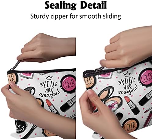 Padrão de batom CAFL Make Up Bag Cosméticos elegante Bolsa de cosméticos zíper bolsa cosmética Bolsa de higieness Bolsa de linho de