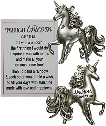 Unicorns Magical Inspirational Zinc Pocket Charm com cartão de história