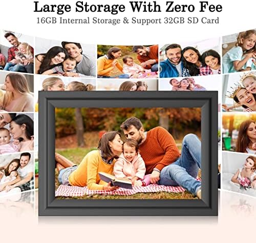 Foto de baleia Picture Digital Picture Frame WiFi 10,1 polegadas FOTO DIGITAL FOTO IPS HD Touch Screen Smart Cloud Photo Frame com armazenamento de 16 GB, Rotate automático, fácil de compartilhar fotos ou vídeos remotamente via aplicativo preto