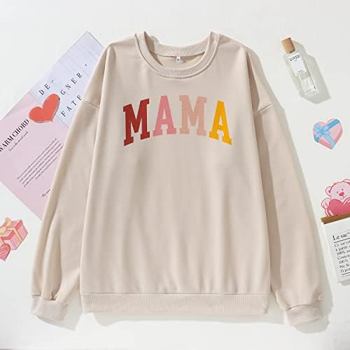 Boutikome Mama Sorto Mulheres Carta engraçada Imprimir mãe vida Life manga longa Crewneck Pullover Shirt Blouse Tops