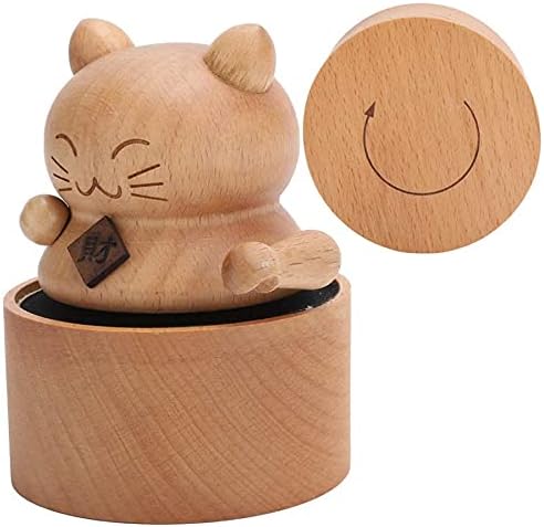 Liuzh Wood Music Box Wealth Cats Caixa de música figura caixa de madeira Cute