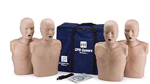 CPR SAVERS Prestan Professional Adult CPR Training Manikin com Monitor de Feedback AHA 2019, pele média, 4-Pack, pp-am-400m-ms
