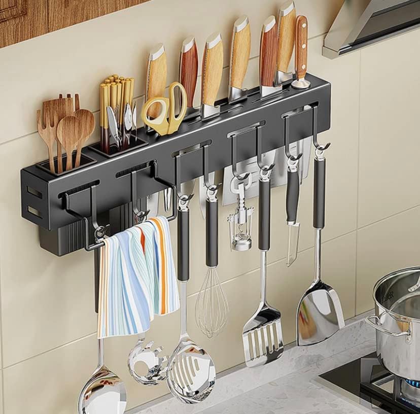 Organizador de faca de cozinha montado na parede Organizador de especiarias Plataformas de armazenamento de estoques de cozinha prateleiras de cozinha