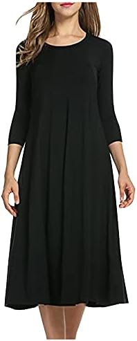 Vestido preto de foviguo, vestido de túnica de boliche para mulheres de manga cheia dianteira aberta vestido de túnica de pescoço