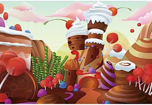 Dorcev 10x8ft Candy Land Land Declado para crianças Partido de aniversário do chá de bebê Party Faculdade de Natal Cartoon Candy House