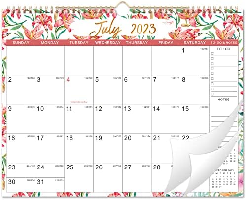 2023-2024 Calendário de parede-jul. 2023-dezembro de 2024, 18 calendário de suspensão mensal 2023-2024 Planejador,