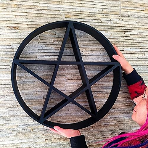 Pentagrama de decoração da sala de grunge gótico, presentes de meditação de prateleira de cristal, armazenamento
