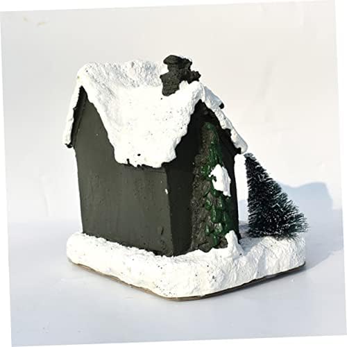 Nolitoy 3pcs para mesa de micro paisagem casinha minúscula natal led snow village house decora decorações estátua resina de natal artesanato de natal coleta de casas de Natal lideradas