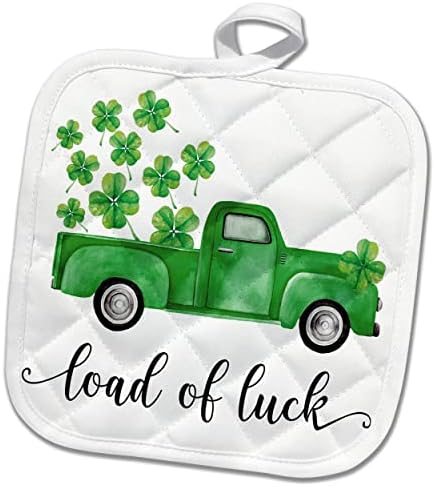 3drose fofo St Patricks Day Truck de quatro trevos de folhas carregados de sorte - Potholders