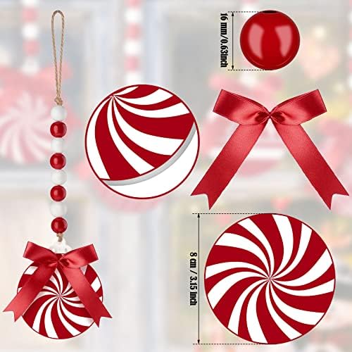 12 peças Ornamentos de árvore de madeira de Natal Candas de Natal pendentes de pingente de pimenta Candy Decorações de Natal com contas