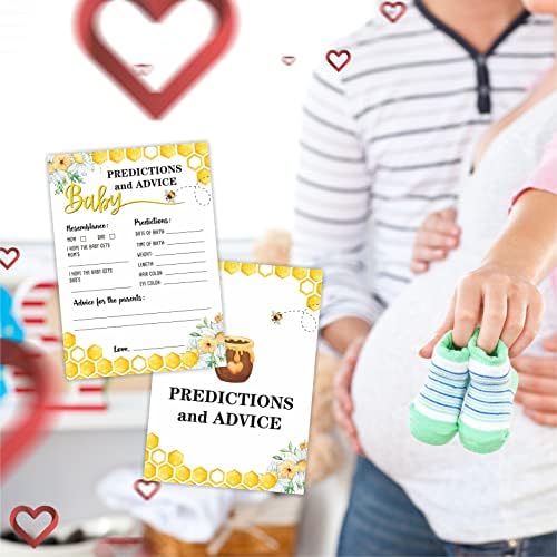 Cartas de jogo com chá de bebê com tema de abelha, previsões e conselhos de dupla face -30 no pacote -（Babyyx -001）