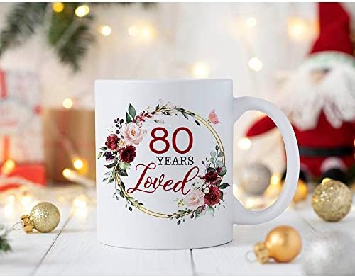 Anauana Caneca de café de 80 anos, 80 anos adoraram presentes de caneca para mulheres, 80º presente de caneca de aniversário