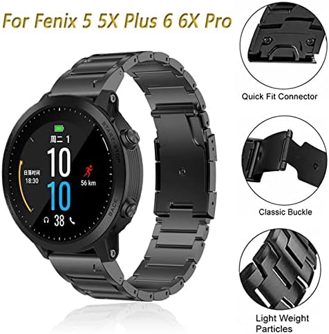 EGSDSE Aço inoxidável de aço de aço alça para Garmin Fenix ​​6x 6s 6 5x 5 5s mais 3HR 935 945 EasyFit Redunda rápida Metal Watch Wrist