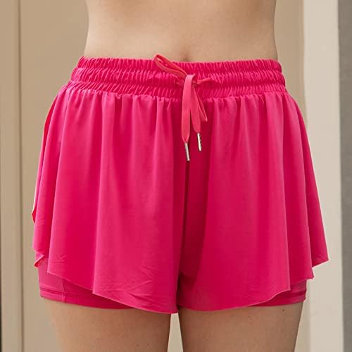 Powerasia Womens Flowy Shorts 2-em 1 Camada dupla executando shorts de tênis shorts de tênis de cintura alta com saia