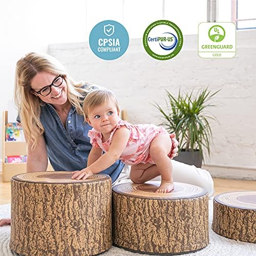 ECR4KIDS Softzone Tree Stump Stool, assentos flexíveis para salas de aula, aprendizado de escola em casa, creches e salas de jogos,