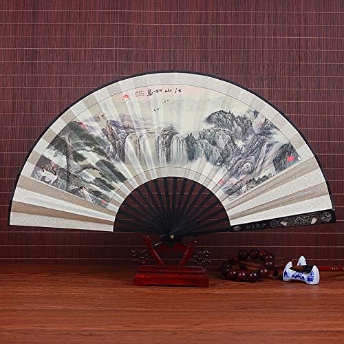 Ventilador dobrável do lyzgf, ventilador dobrável de mão chinesa de barco retro de papel handheld fã de papel dobrável com molduras de bambu fã dobrável para dança de casamento decoração de parede de festa de cosplay, eu