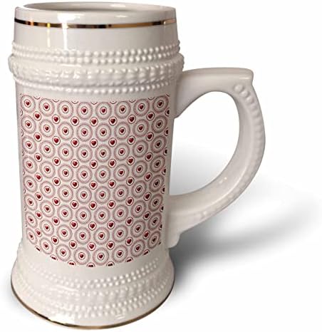 3drose lindas corações vermelhos no padrão de círculos decorativos - 22oz de caneca de Stein