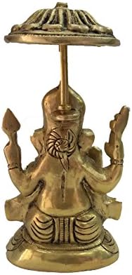 Bharat Haat Pure Brass Metal Ganesh com Arte decorativa de guarda -chuva BH04600