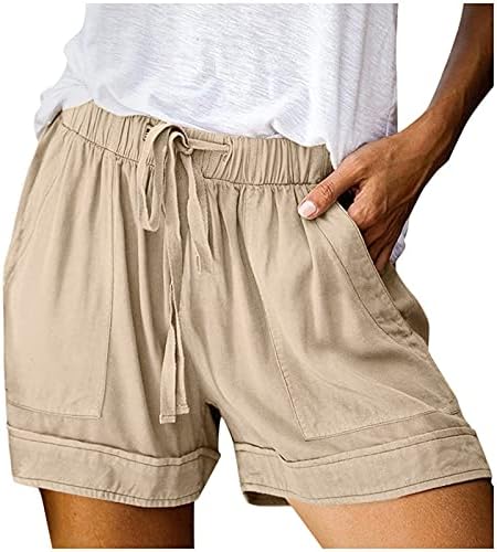 Uqghqo shorts de cintura alta mais tamanhos shorts femininos altos shorts elásticos de cintura praia shorts casuais fluidos de praia