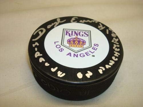 Daryl Evans assinou Los Angeles Kings Hockey Puck Miracle no Manchester Auto 1A - Pucks de NHL autografados