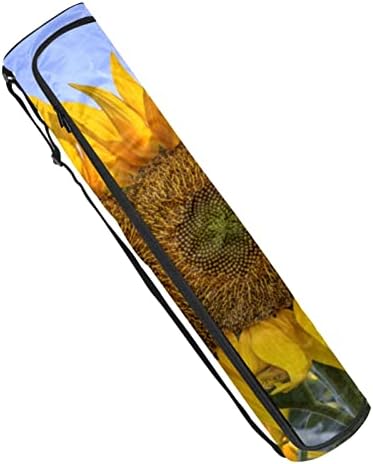 Bolsa de transportadora de tapete de ioga com alça de ombro Nature Summer Sunflower, 6.7x33.9in/17x86 cm Yoga Mat Bag