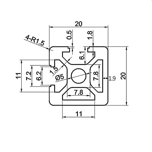 Coavoo 4 pacote 2020 t slot de alumínio preto Extrusão 2 tampas 58,27 polegadas / 1480 mm de comprimento, alumínio extrudado 20mm x 20mm 20 séries T Tipo de perfis T tipo de