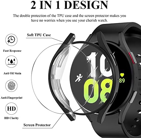 3 Pacote compatível com a Samsung Galaxy Watch 5 44mm Protetor de tela, YMHML Proteção completa TPU SOFT TAPLO DE PROTEÇÃO