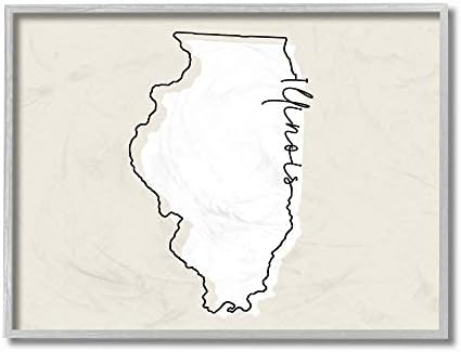 Stuell Industries Illinois Home Mapa de Estado Neutro Projeto de Placa de parede, 12 x 18, multicoloria