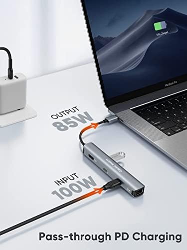 Adaptador multiporto de cubo USB C, pacote de cubos USB-C de Cablecreation 6 em 1 com 8k 48Gbps Cabo HDMI de alta velocidade